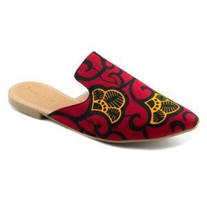 Kiri‎ Chic Women's Mules Lily Red Women African Print Mule Shoes Lily Red sz 9